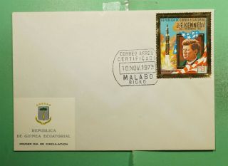 Dr Who 1973 Equatorial Guinea Fdc John F Kennedy Jfk Space Gold G02756