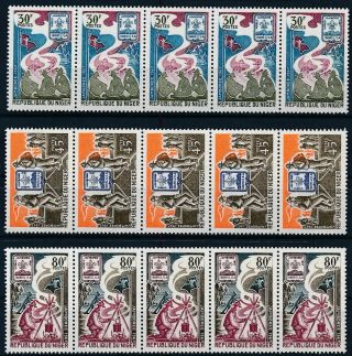 [p15081] Niger 1967 : Scout - 5x Good Set Very Fine Mnh Stamps In Strips
