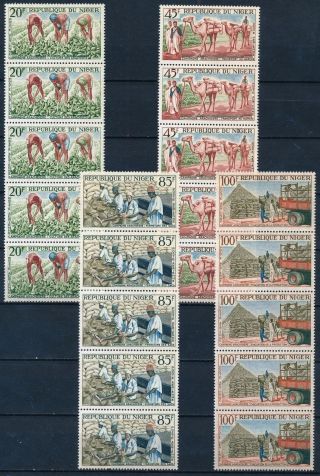 [pg20283] Niger 1963 : 5x Good Set Very Fine Mnh Airmail Stamps In Strips