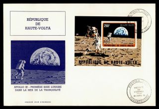 Dr Who 1973 Upper Volta Fdc Space Apollo 11 Imperf S/s C239012