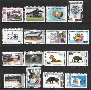 Gabon - 16 X Mnh Stamps - With High Values - 1996 Issues.  Cat £33