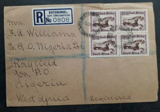 Scarce 1958 South Africa Registd Cent German Settlers Fdc 4 Stamps To Australia
