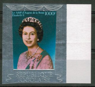 Togo 1000 Francs 1977 Silver Jubilee Queen Elizabeth Stamp Sg 1179 Imperf Mnh