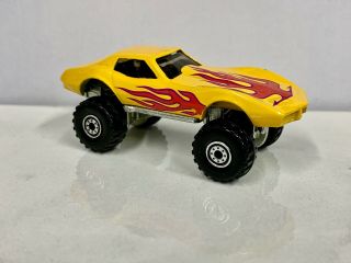 Vintage 1987 Hot Wheels Yellow W/flames Monster Vette W/ct Style Wheels