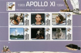 Nasa Apollo Xi Moon Landing Armstrong/aldrin/collins Space Stamp Sheet (1994)