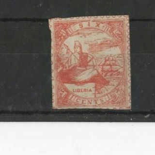 Liberia,  As 1860,  Sg7 Type 1 6c Red,  Mh Cv £30,  Reprint/forgery ??