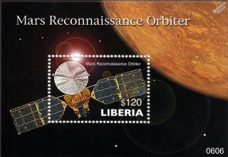 Mars Reconnaissance Orbiter (mro) Spacecraft Space Stamp Sheet (2006 Liberia)