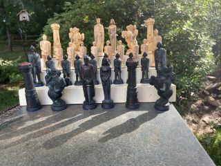 Anri Toriart Figural Chess Set W/ Box Made Italy