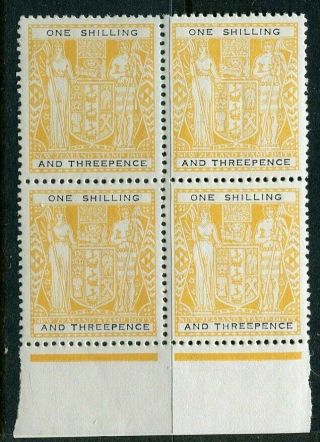 Zealand.  1931 Arms 1/3 Yellow And Black,  Block Of 4 Mnh
