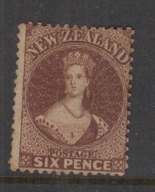 Zealand 1864 6d Red - Brown Chalon P12½ Wmk Star - Sg122 Cat £350 Mng