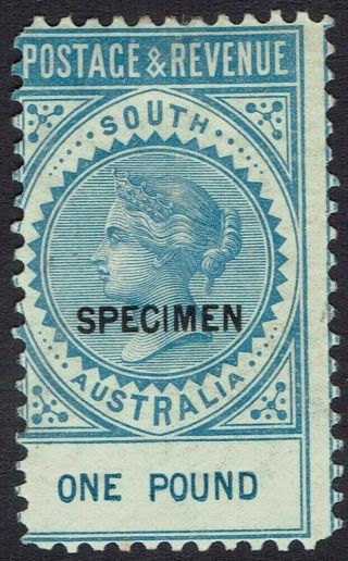 South Australia 1886 Qv Postage & Revenue 1 Pound Specimen Perf 10