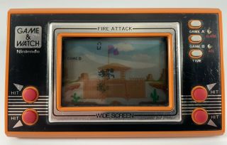 Nintendo Game & Watch Fire Attack Widescreen,  1982 ID - 29 Chip - - 2
