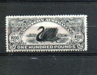 059.  Western Australia 1903 - 5 Black Swan Stamp Duty £100,  Very Rare