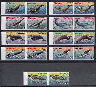 Niue 1983 Protect The Whales Imperf Plate Proofs,  Set Of 9 Pairs