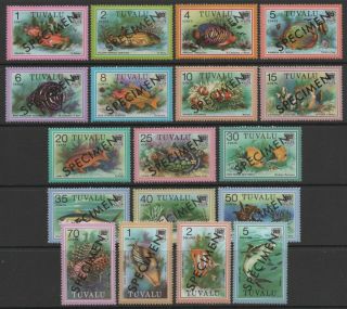 Tuvalu 1979 Fish Definitives Set Of 18 Overprinted Specimen Muh