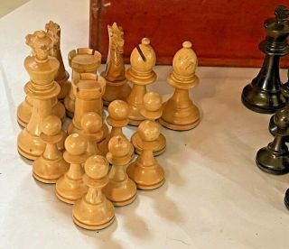 Antique Carved Wood Chess Set in Red Slide - Top Box 2