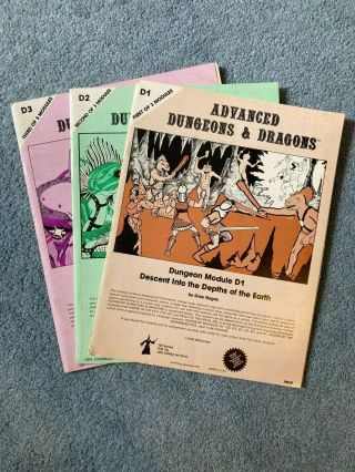 Tsr Games Advanced Dungeons And Dragons Dungeon Modules D1,  D2,  And D3 1978