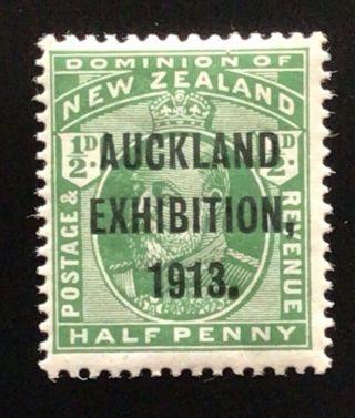 Zealand 1913 Auckland Exhibition 1/2d Green - Light Hing