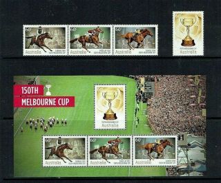 Australia: 2010 150th Anniversary Melbourne Cup Horse Race,  Mnh Set,  M/sheet.