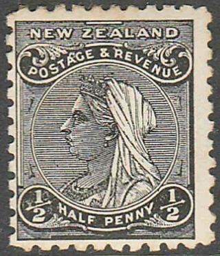 Zealand 1882 - 1900 2nd Side - Face Qvic 1/2d Black Fine Lightly Hinged