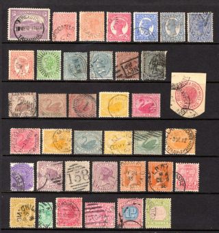 Australian States Qv Good To Fine Range X 38 Stamps Not Cat By Me