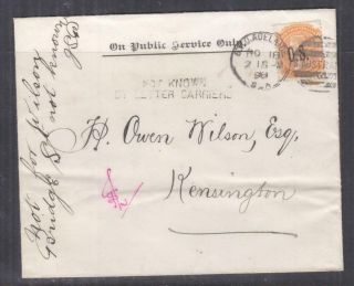 South Australia,  1898 Ohms Cover,  1d Os,  Not Known By Letter Carriers,  Dlo