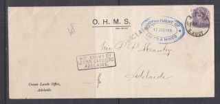South Australia,  1906 Ohms Cover,  2d.  Perf.  Sa,  Not Known By Letter Carriers.