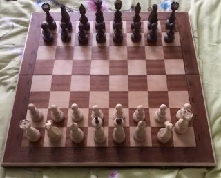 Xl Large Wooden Chess Set & Board Folding Board 4.  5” King