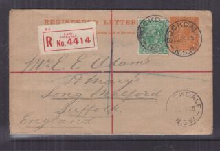 Australia,  Registered Letter Envelope,  1916 Kgv 4d.  Orange,  Re 6,  Rockdale To Gb