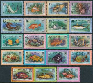 1979 - 1981 Tuvalu Fish Definitives Set Of 19 Fine Mnh