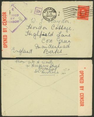 Australia Wwii 1942 - Cover Adelaide To Berks England - Censor Z32