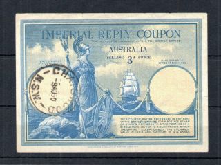 Australia 3d Imperial Reply Coupon