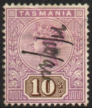 Tasmania: 1892 10/ - Mauve & Brown Fiscally Spacefiller Sg 224 (41584)