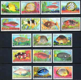 Cocos (keeling) Islands 1979 Qeii Fish Complete Set Of Stamps To $2 Mnh