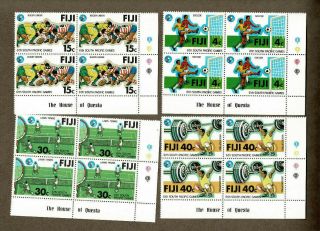 1979 Fiji South Pacific Games Sg 572/5 Set Of 4 Stamps In Blocks Of 4 Muh