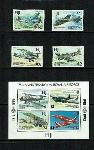 Fiji: 1993 75th Anniversary Of The Royal Air Force,  Set,  M/s Mnh.