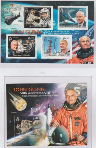Solomon Islands John Glenn 1st American Astronaut In Orbit 2 Stamp Sheet 2013 Um