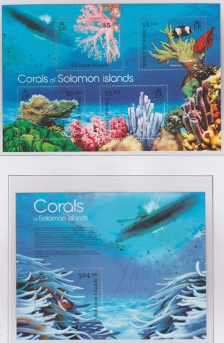 Solomon Islands Corals Of Solomon Islands 2 Stamp Sheets 2013 U/mint