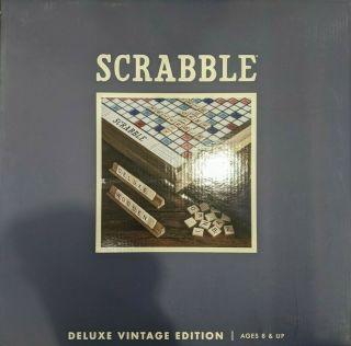 Scrabble Deluxe Wooden Vintage Edition With Rotating Board & Internal Storage