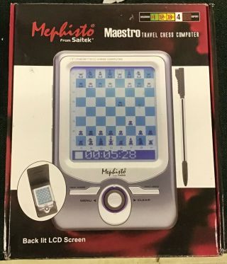 Vintage Saitek Mephisto Maestro Travel Chess Computer W/case - Pre Owned