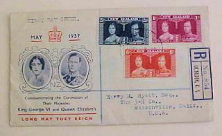 Zealand Fdc King George Vi Registered 1937 May 13 Two Us B/s
