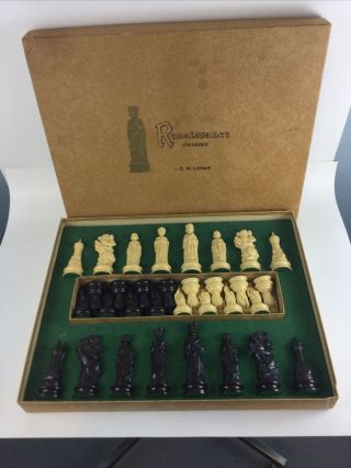 Vintage 1959 E.  S.  Lowe Renaissance Chess / Chessmen Set Complete