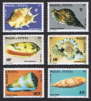 Wallis And Futuna Sea Shells 6v 1986 Mnh Sg 481 - 486 Sc 333 - 338 Cv£10.  40
