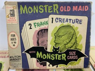 Vintage 1964 Monster Old Maid Card Game Includes All Playing Cards & Box -