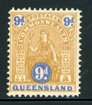 Queensland Mh Selections: Scott 128 9p Orange Brown/ultra Wmk13 Cv$25,