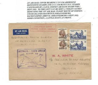 Australia First Flight Airmail Cover To South Africa,  September,  1952