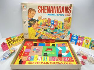 Vintage 1966 Shenanigans Board Game Complete Milton Bradley 4480 Carnival Fun