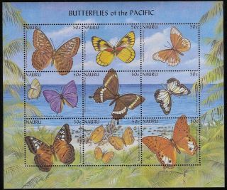 Nauru Sheet Of 9 Stamps,  2002 Butterflies Of The Pacific,  Sc 497 - Pw 55