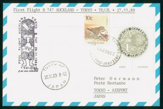Mayfairstamps 1989 Zealand First Flight Cover Auckland To Tokyo Japan Boeing