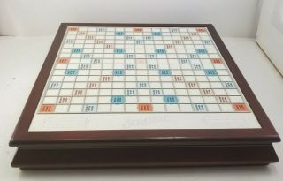 Scrabble Giant Deluxe Wood Edition Rotating Turntable Word Board (missing 1 S)
